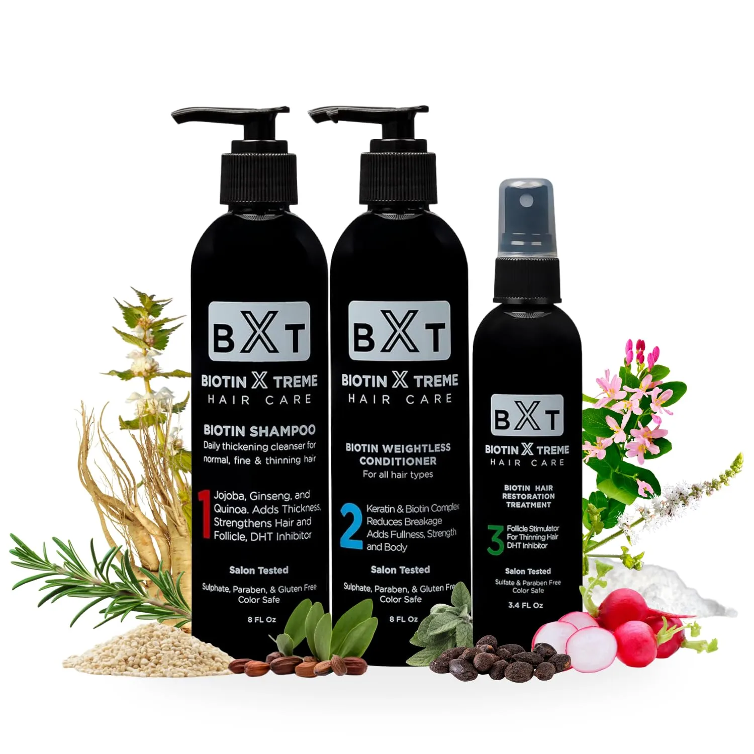 Biotin Shampoo, Biotin Keratin Conditioner, and Hair Restoration Spray
